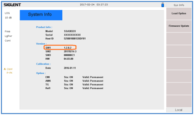 SSA3032X spectrum analyzer screen