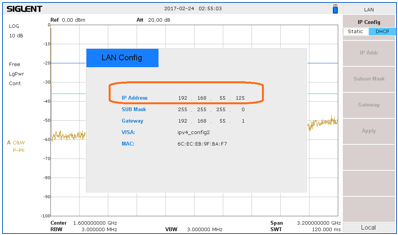 SSA3032X spectrum analyzer LAN setup