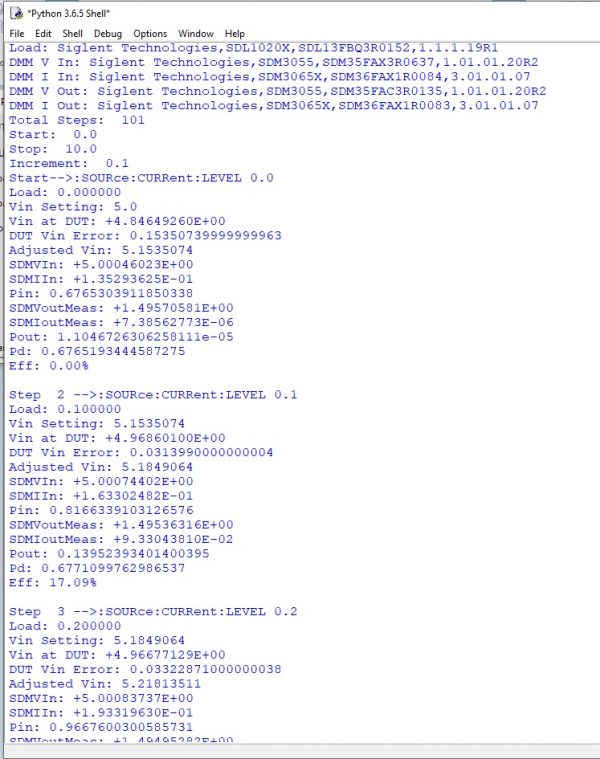 Programming Example: Python Power Supply Efficiency Example - Siglent