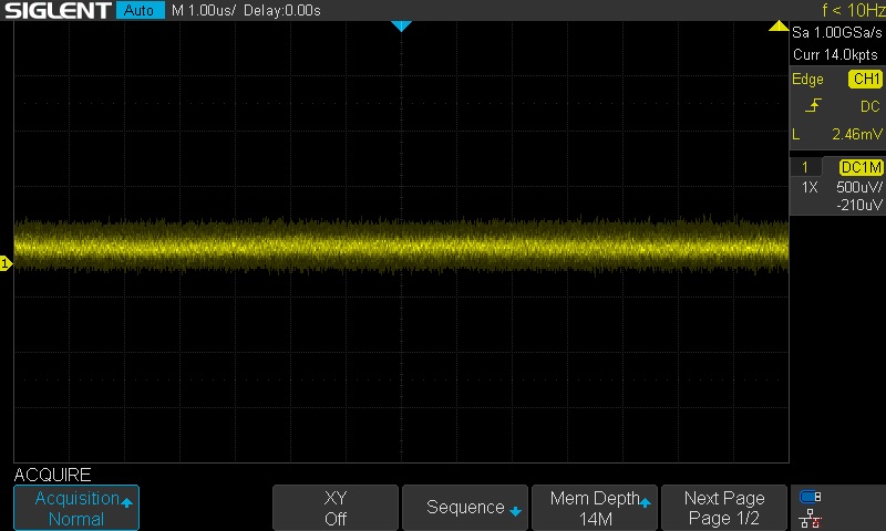 XE 500uV/div open channel noise floor