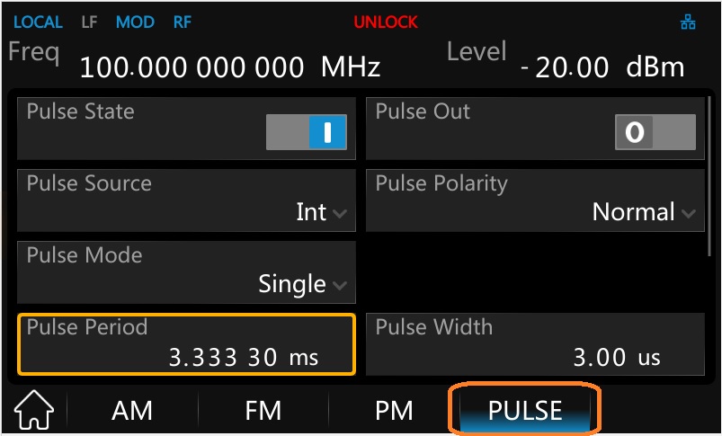 SIGLENT SSG Pulse Modulation Single Screen